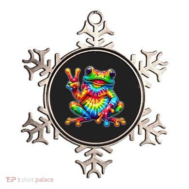 Tie Dye Frog Peace Sign Hippie Ornament