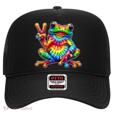 Tie Dye Frog Peace Sign Hippie Hat