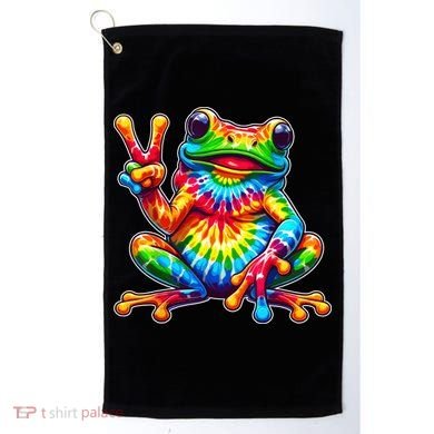 Tie Dye Frog Peace Sign Hippie Golf Towel