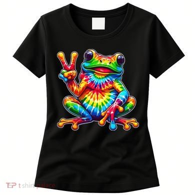 Tie Dye Frog Peace Sign Hippie Women's T-Shirt