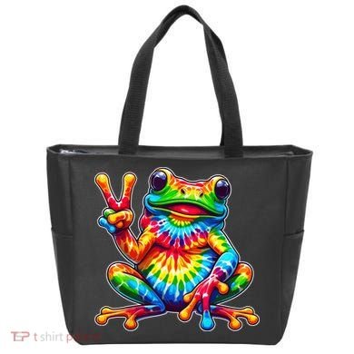 Tie Dye Frog Peace Sign Hippie Bag