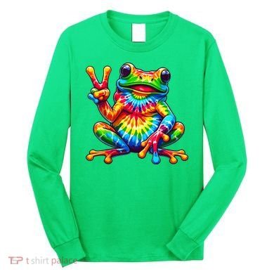 Tie Dye Frog Peace Sign Hippie Long Sleeve Shirt