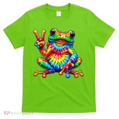 Tie Dye Frog Peace Sign Hippie T-Shirt