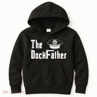 The Dock Father Captain Of The Boat Dad Funny Fathers Day Kids Hoodie thumb 0