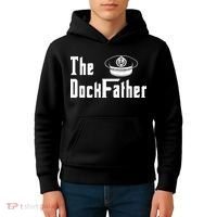 The Dock Father Captain Of The Boat Dad Funny Fathers Day Kids Hoodie thumb 4