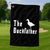 The Duckfather Funny Duck Father Dad Humor Fathers Day Golf Towel thumb 1