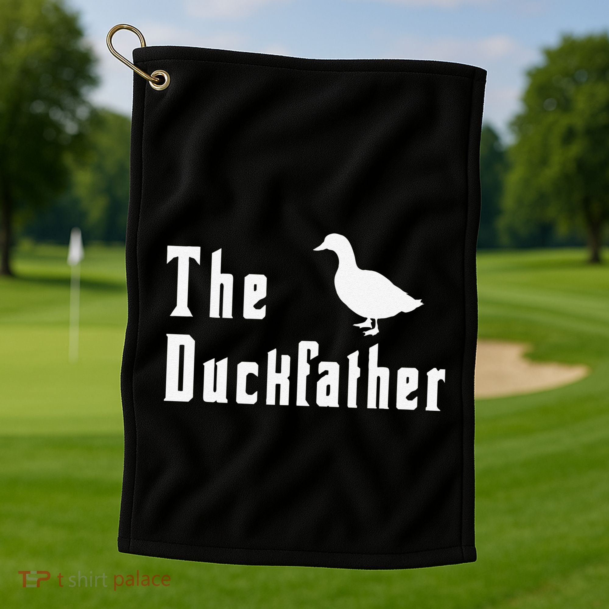 The Duckfather Funny Duck Father Dad Humor Fathers Day Golf Towel
