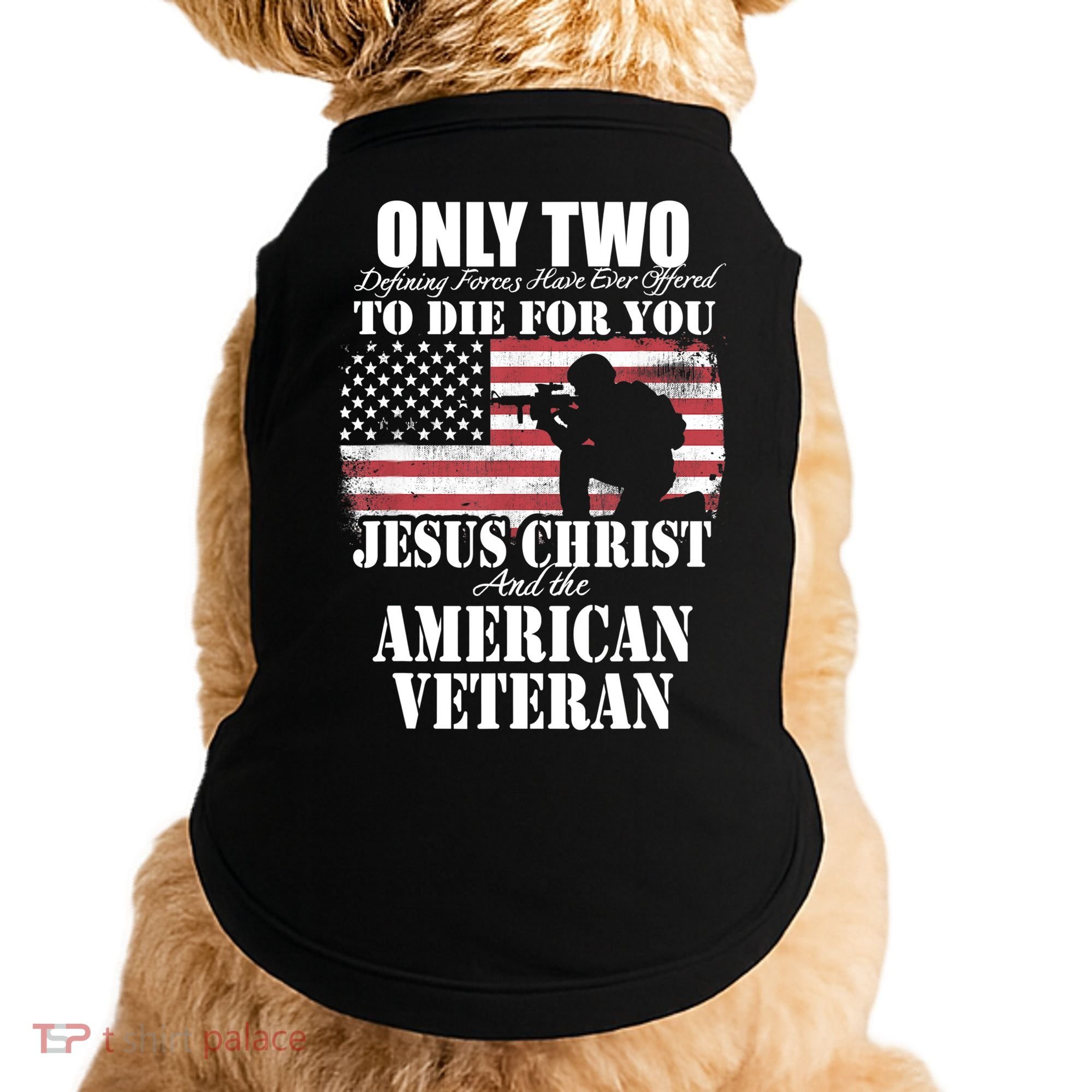 Two Died For You Jesus And American Gift Memorial Gift Doggie Tank