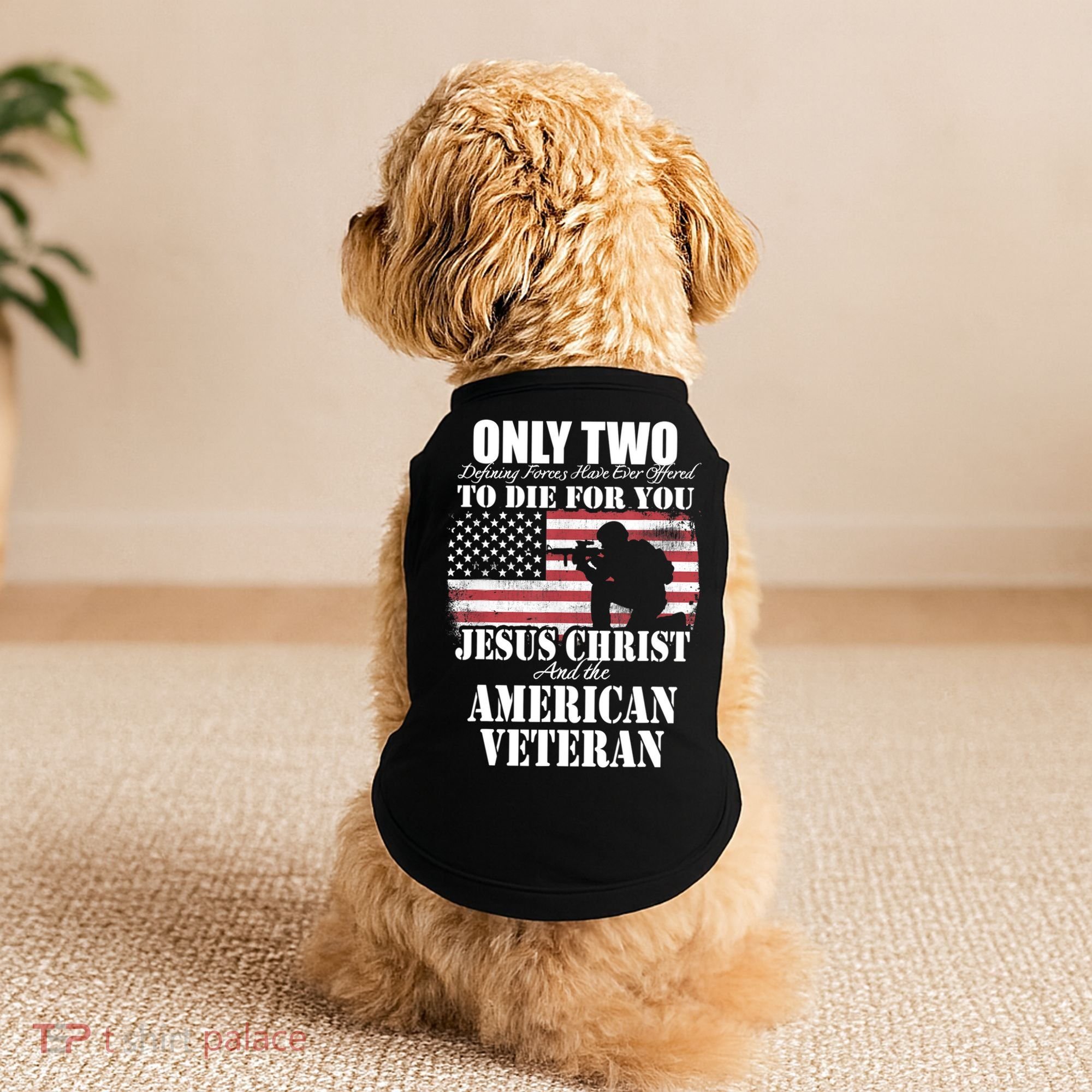Two Died For You Jesus And American Gift Memorial Gift Doggie Tank
