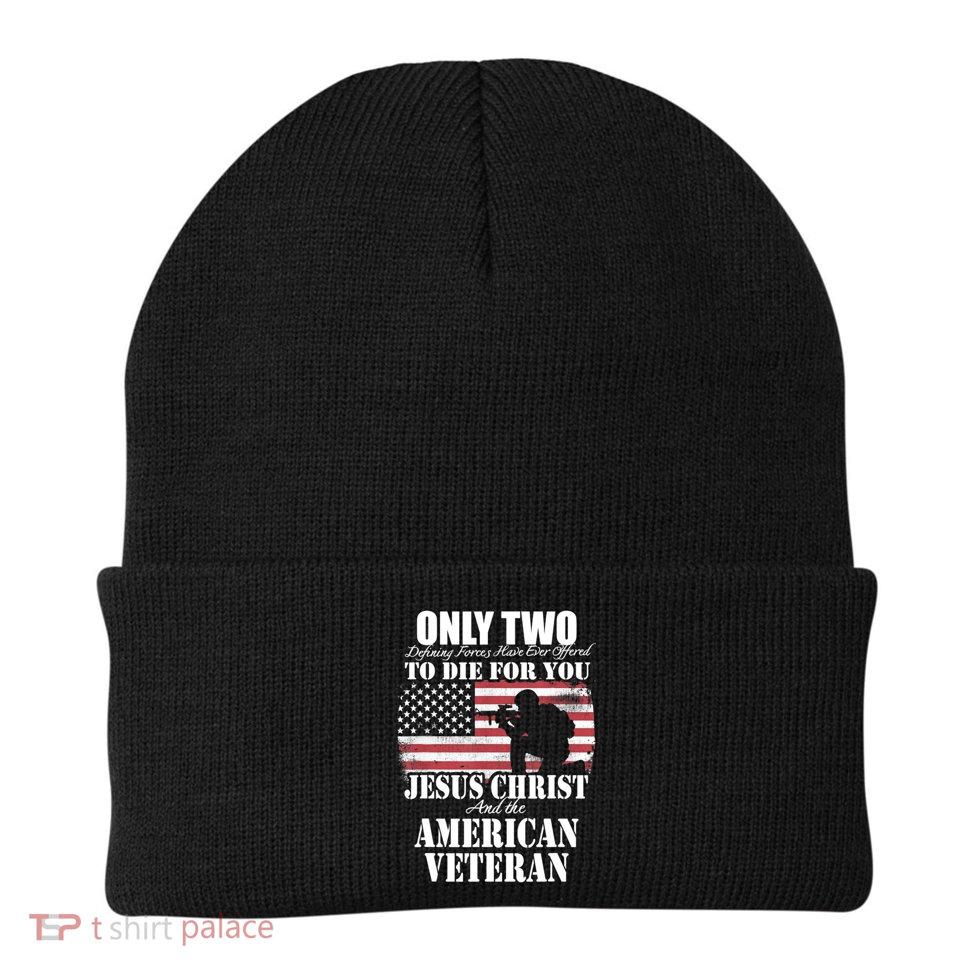 Two Died For You Jesus And American Gift Memorial Gift Beanie