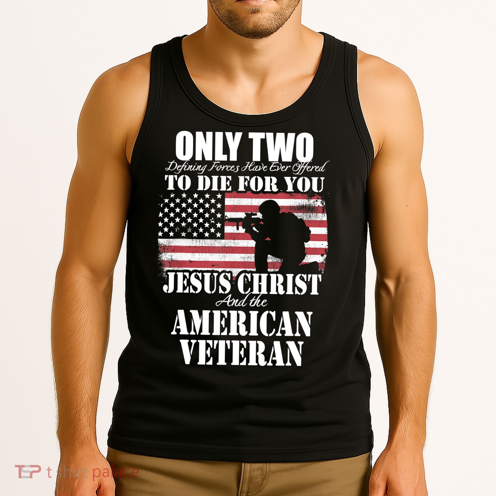 Two Died For You Jesus And American Gift Memorial Gift Tank Top