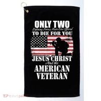 Two Died For You Jesus And American Gift Memorial Gift Golf Towel thumb 0