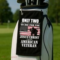 Two Died For You Jesus And American Gift Memorial Gift Golf Towel thumb 2