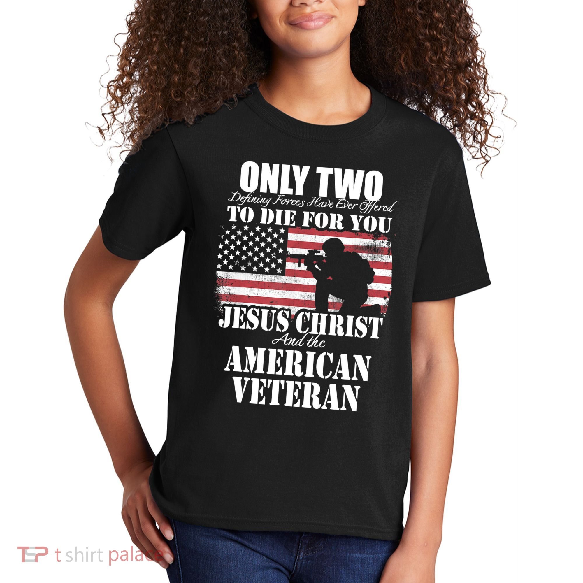 Two Died For You Jesus And American Gift Memorial Gift Kids T-Shirt