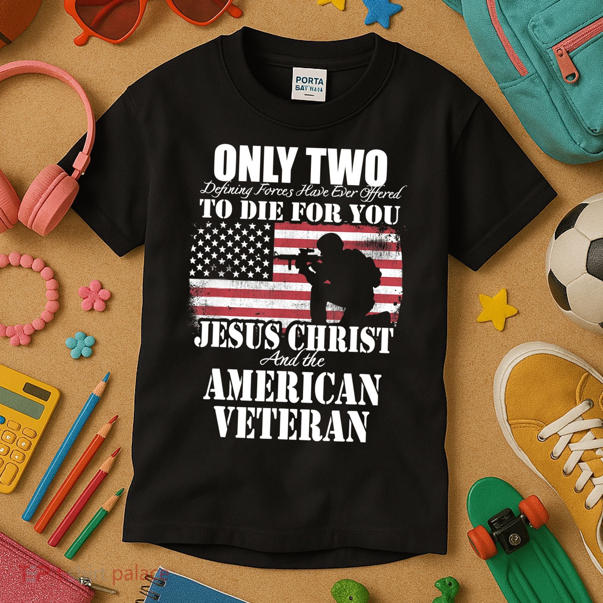 Two Died For You Jesus And American Gift Memorial Gift Kids T-Shirt