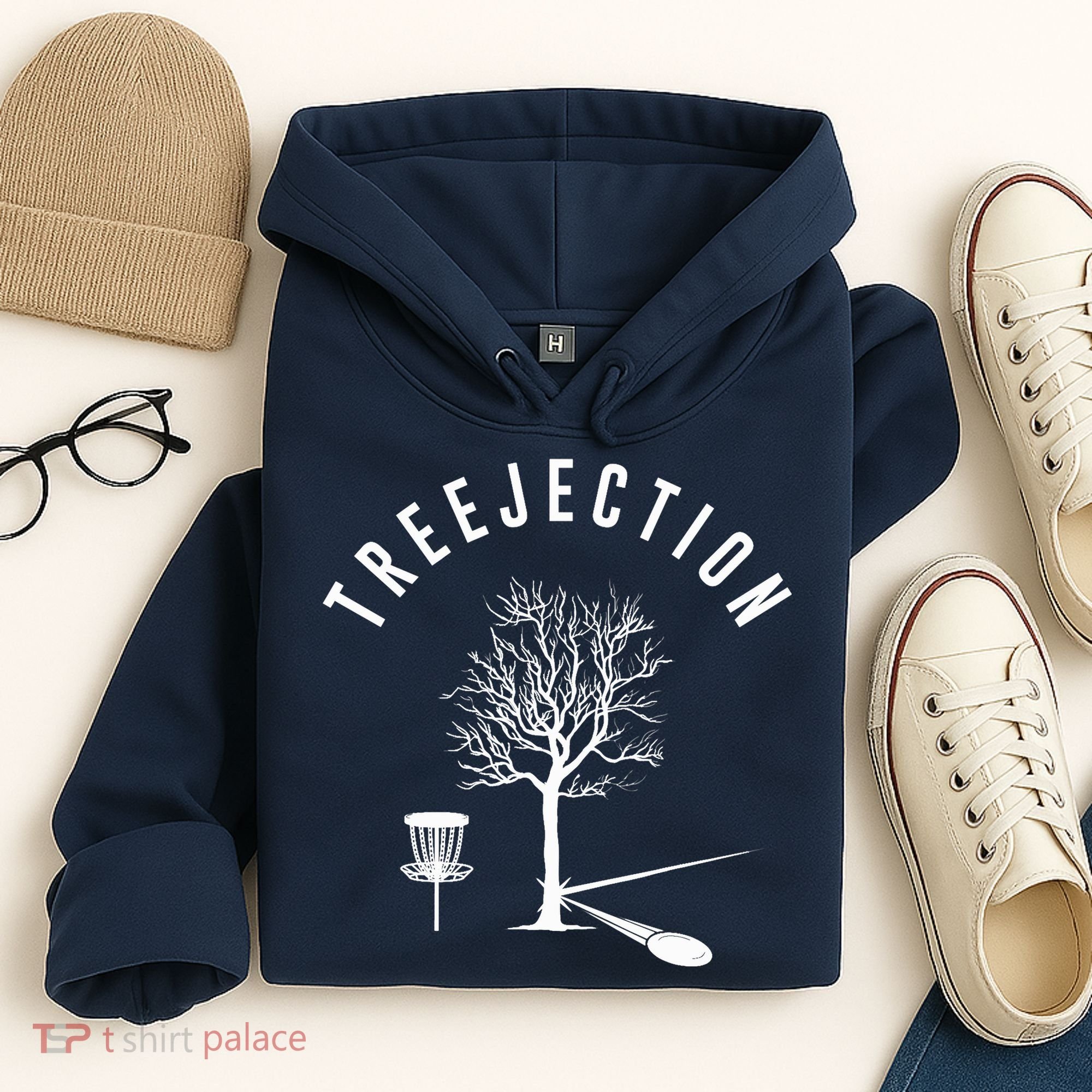 Treejection Disc Golf Funny Sports Tree Disc Golf Player Hoodie