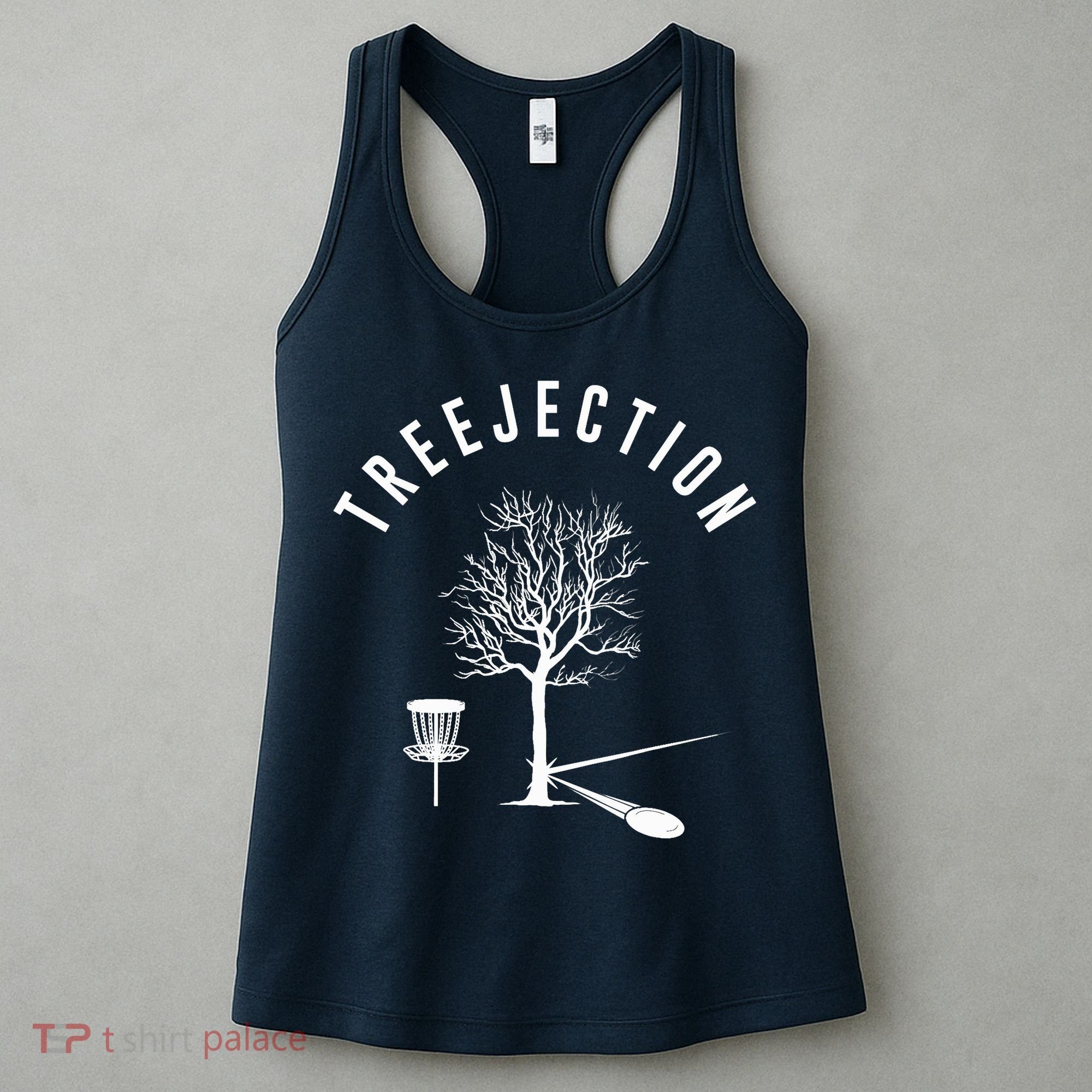 Treejection Disc Golf Funny Sports Tree Disc Golf Player Women's Tank Top
