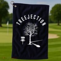 Treejection Disc Golf Funny Sports Tree Disc Golf Player Golf Towel thumb 1