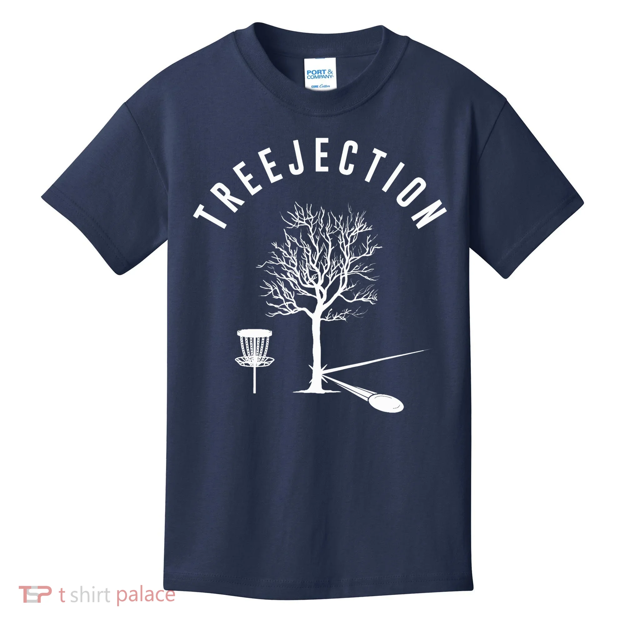 Treejection Disc Golf Funny Sports Tree Disc Golf Player Kids T-Shirt