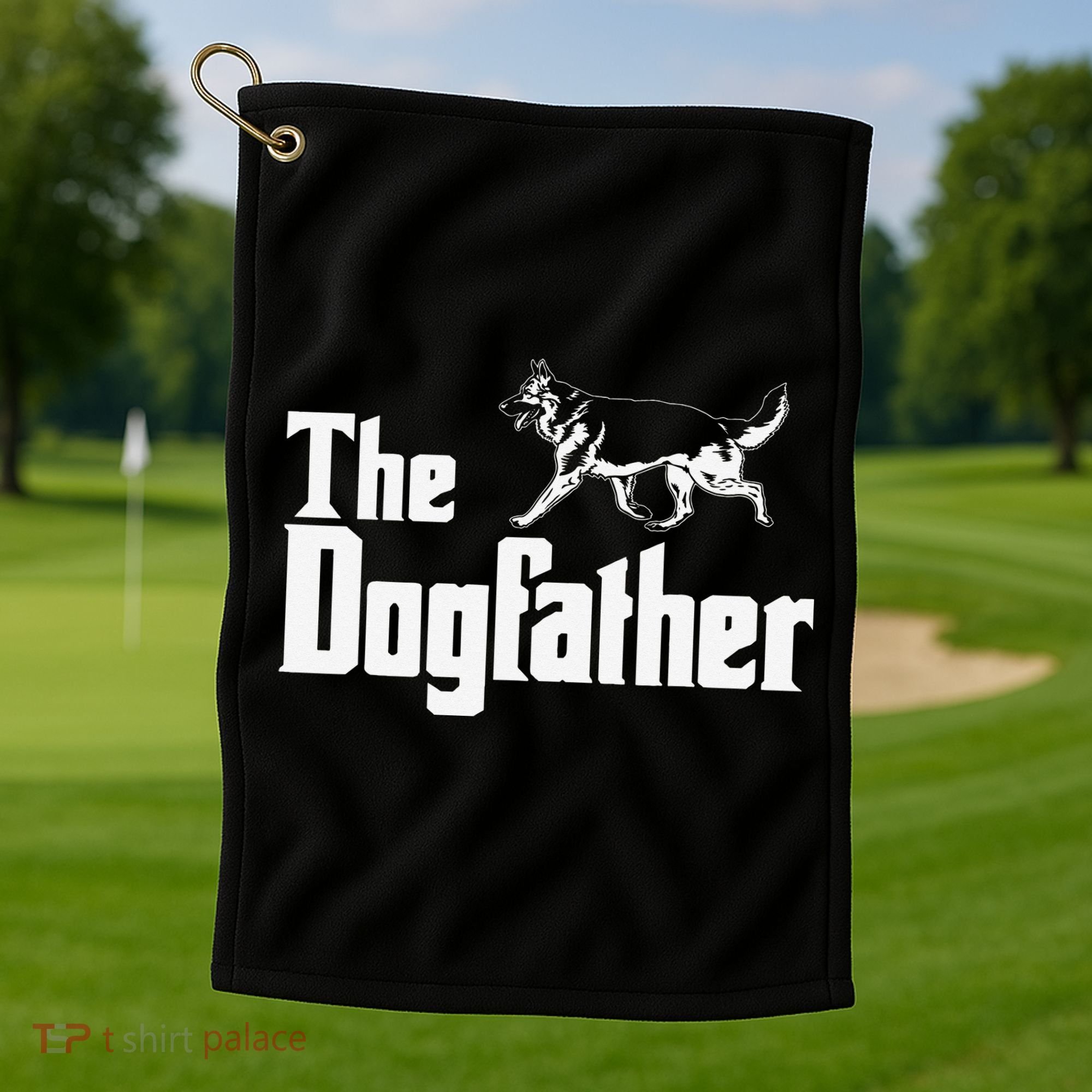 The Dogfather German Shepherd Funny Gift Golf Towel
