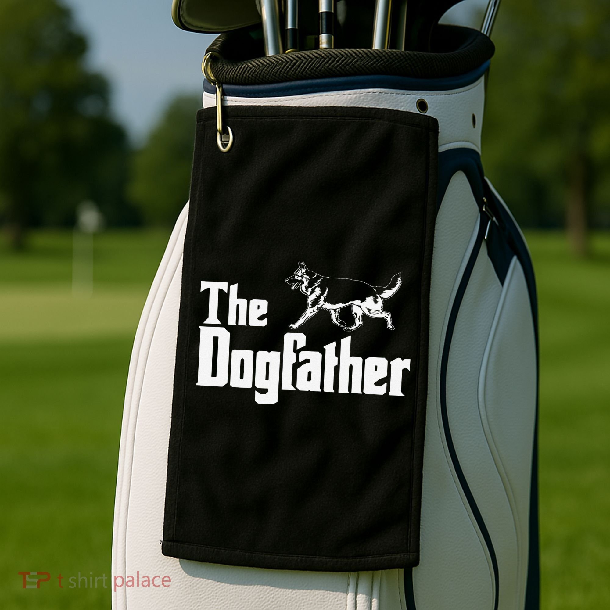 The Dogfather German Shepherd Funny Gift Golf Towel