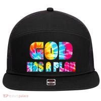 Tie Dye God Has A Plan 7 Panel Mesh Trucker Snapback Hat thumb 0