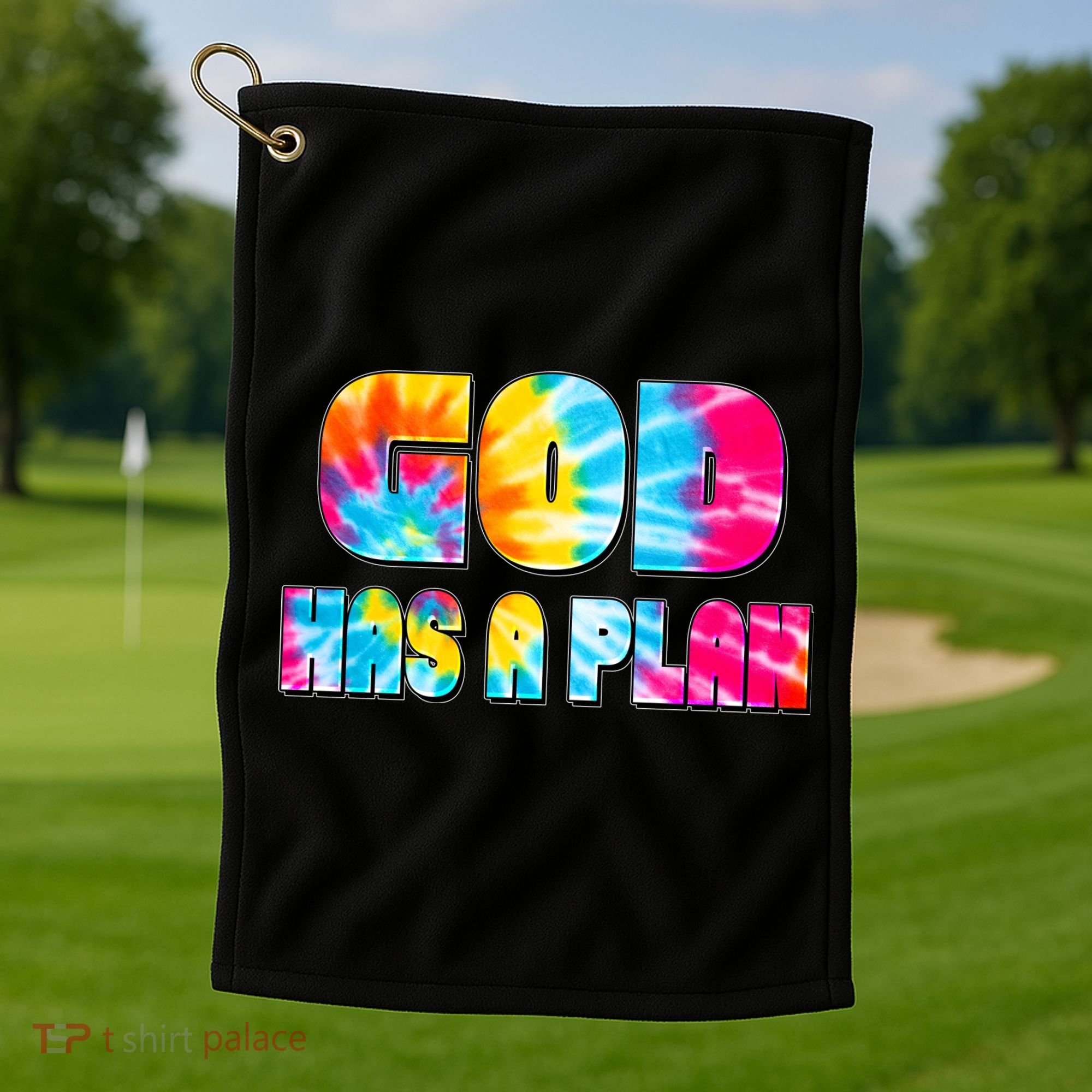 Tie Dye God Has A Plan Golf Towel