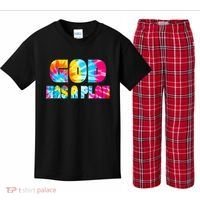 Tie Dye God Has A Plan Kids Plaid Pajama Set thumb 0