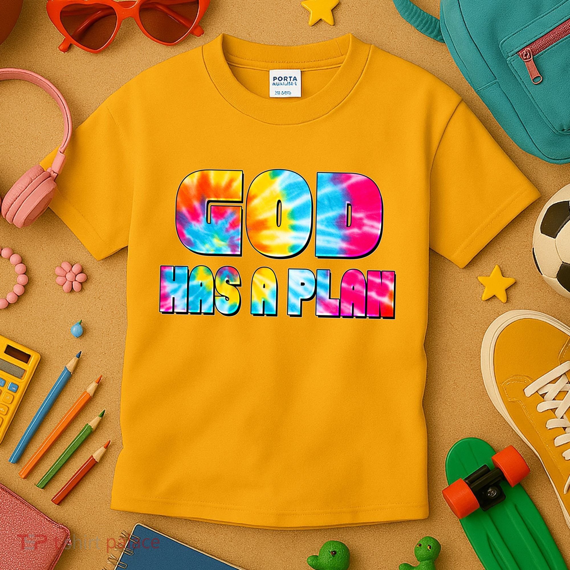 Tie Dye God Has A Plan Kids T-Shirt