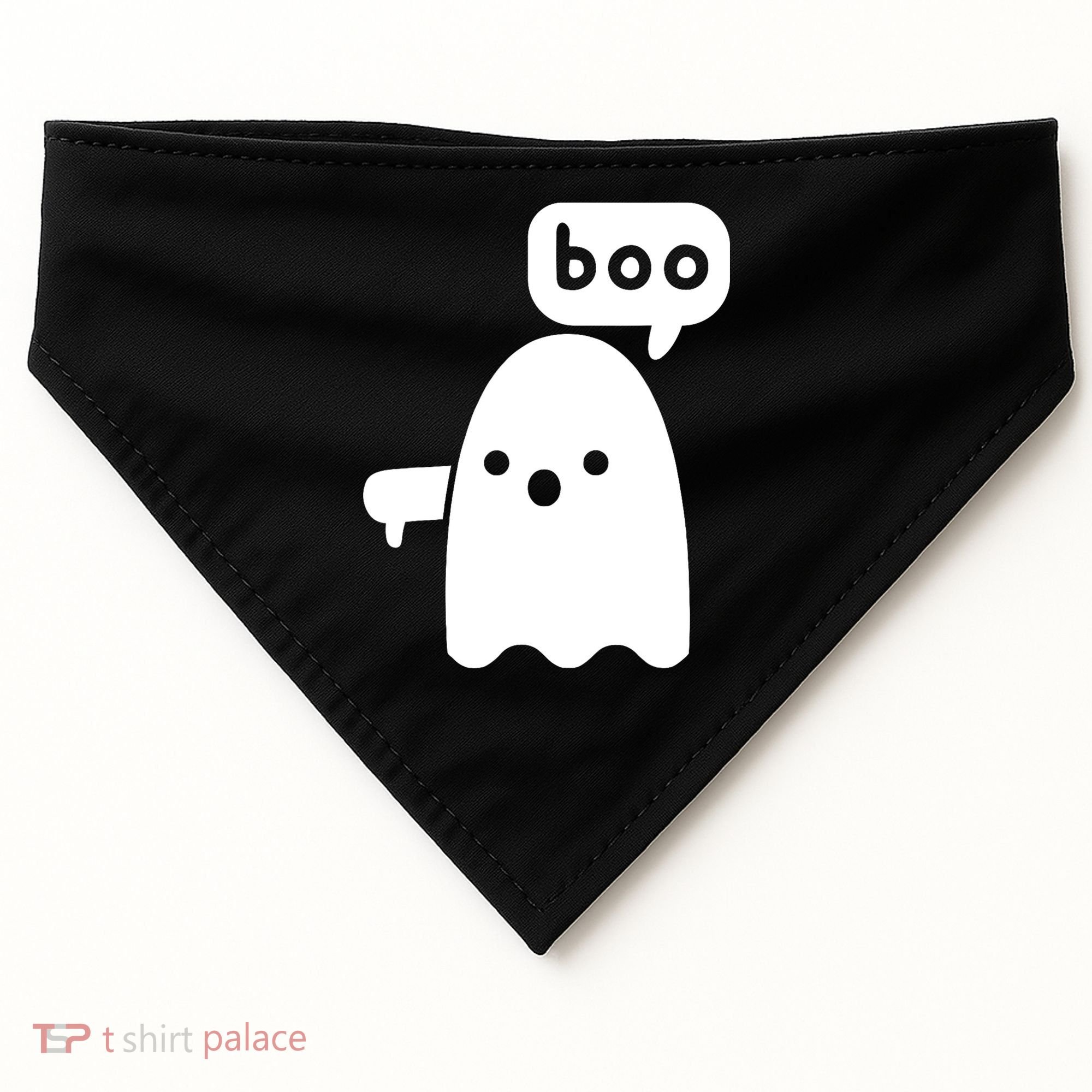 Thumbs Down Ghost Screaming Boo Disapproval Ghost Halloween USA-Made Doggie Bandana