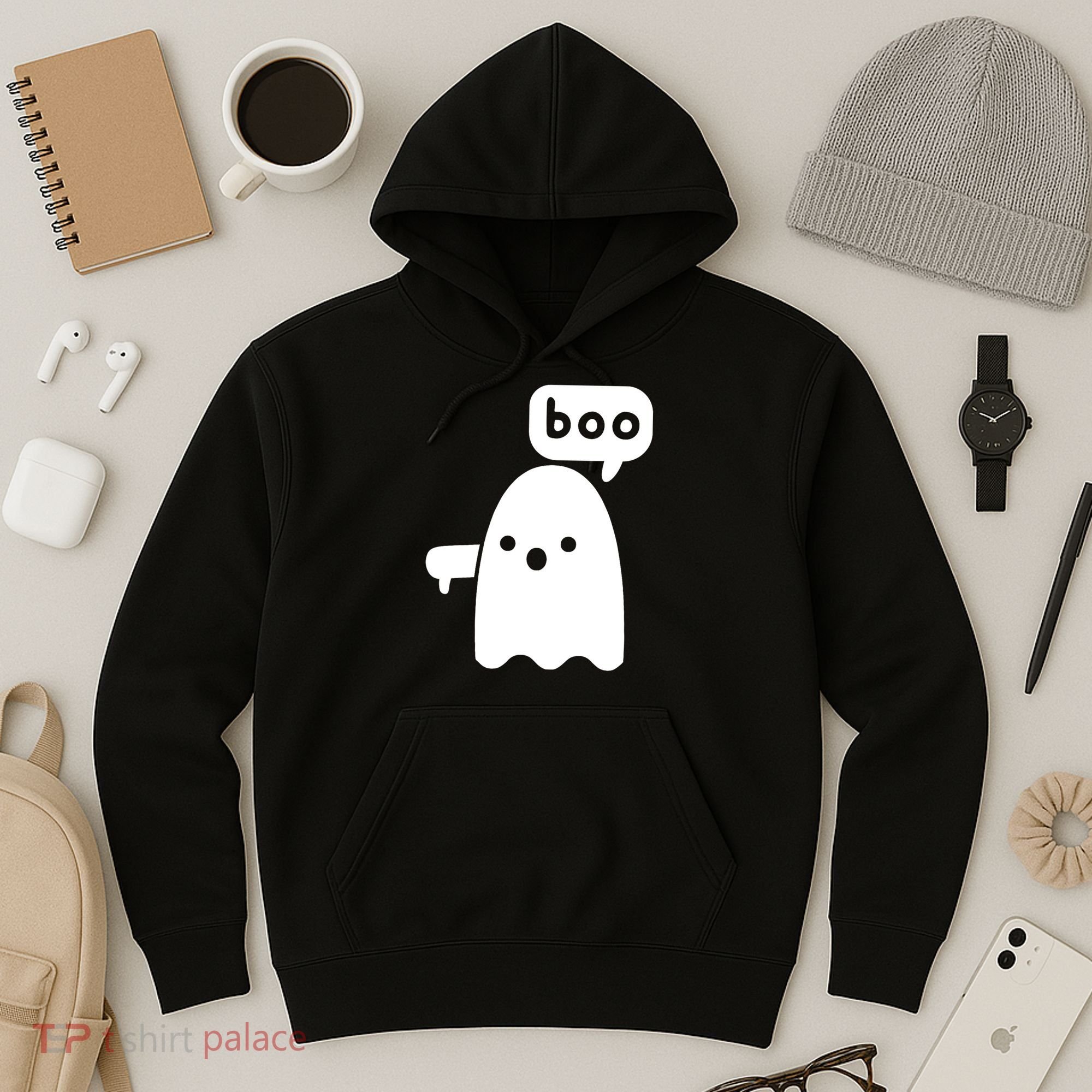 Thumbs Down Ghost Screaming Boo Disapproval Ghost Halloween Hoodie