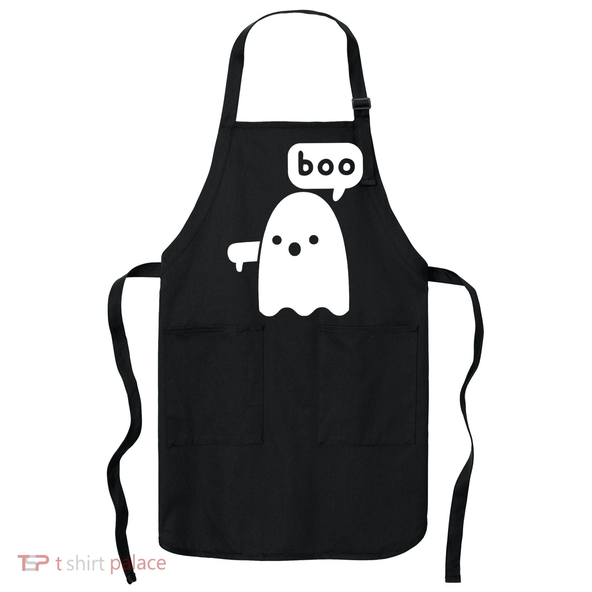 Thumbs Down Ghost Screaming Boo Disapproval Ghost Halloween Apron