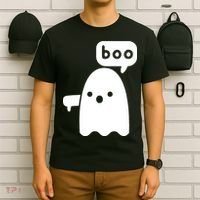 Thumbs Down Ghost Screaming Boo Disapproval Ghost Halloween T-Shirt thumb 6