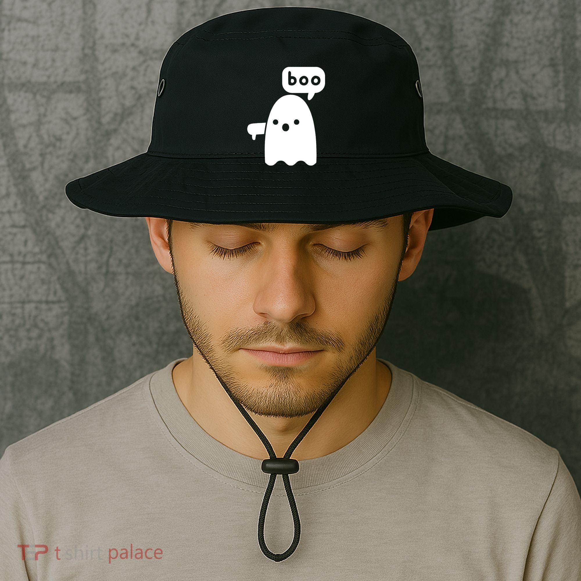 Thumbs Down Ghost Screaming Boo Disapproval Ghost Halloween Bucket Hat