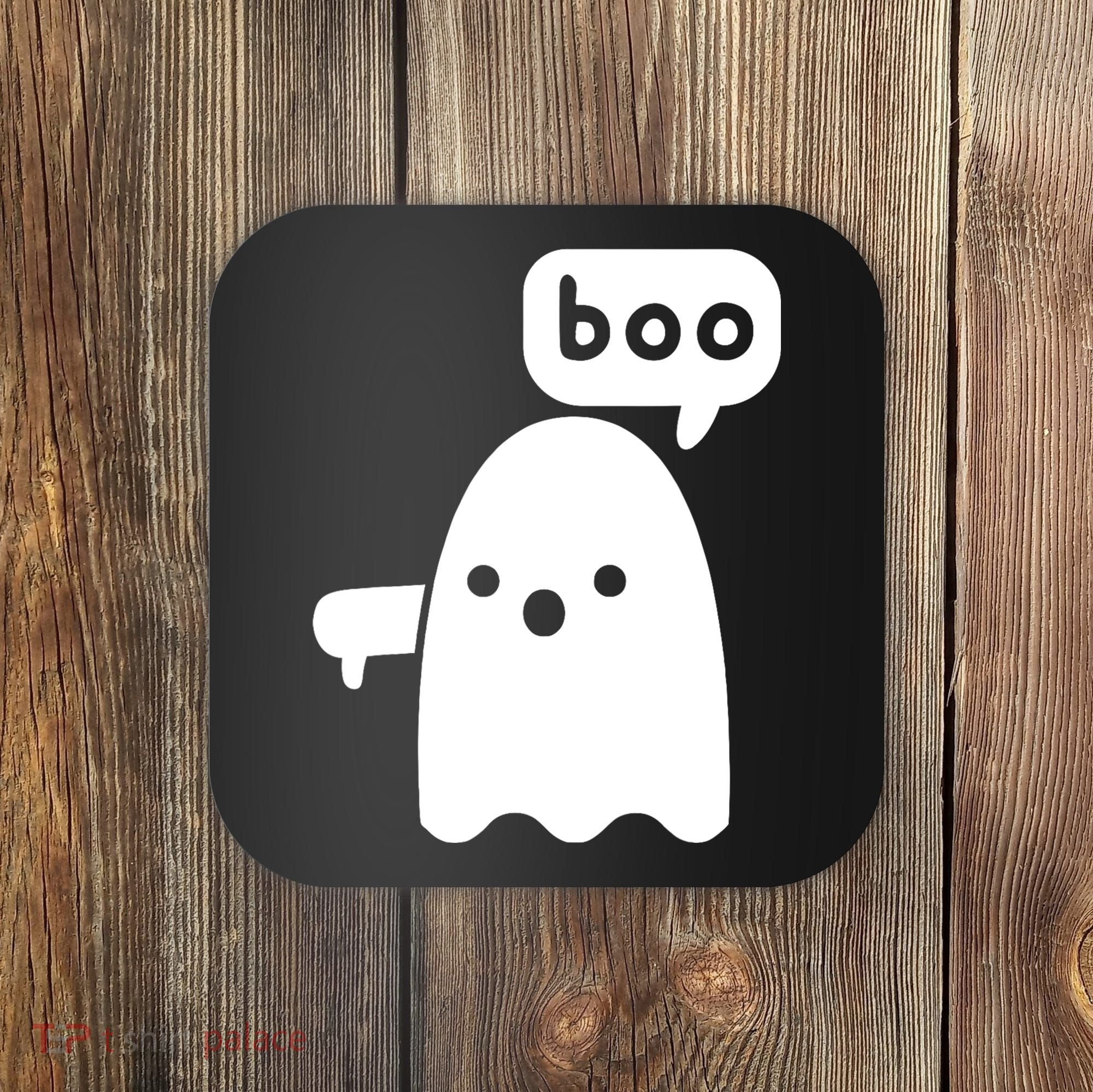 Thumbs Down Ghost Screaming Boo Disapproval Ghost Halloween Coaster
