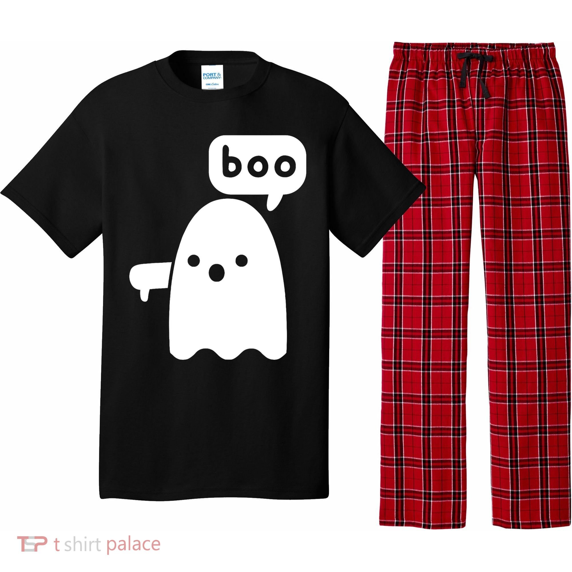 Thumbs Down Ghost Screaming Boo Disapproval Ghost Halloween Pajama Set
