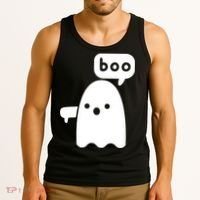 Thumbs Down Ghost Screaming Boo Disapproval Ghost Halloween Tank Top thumb 3