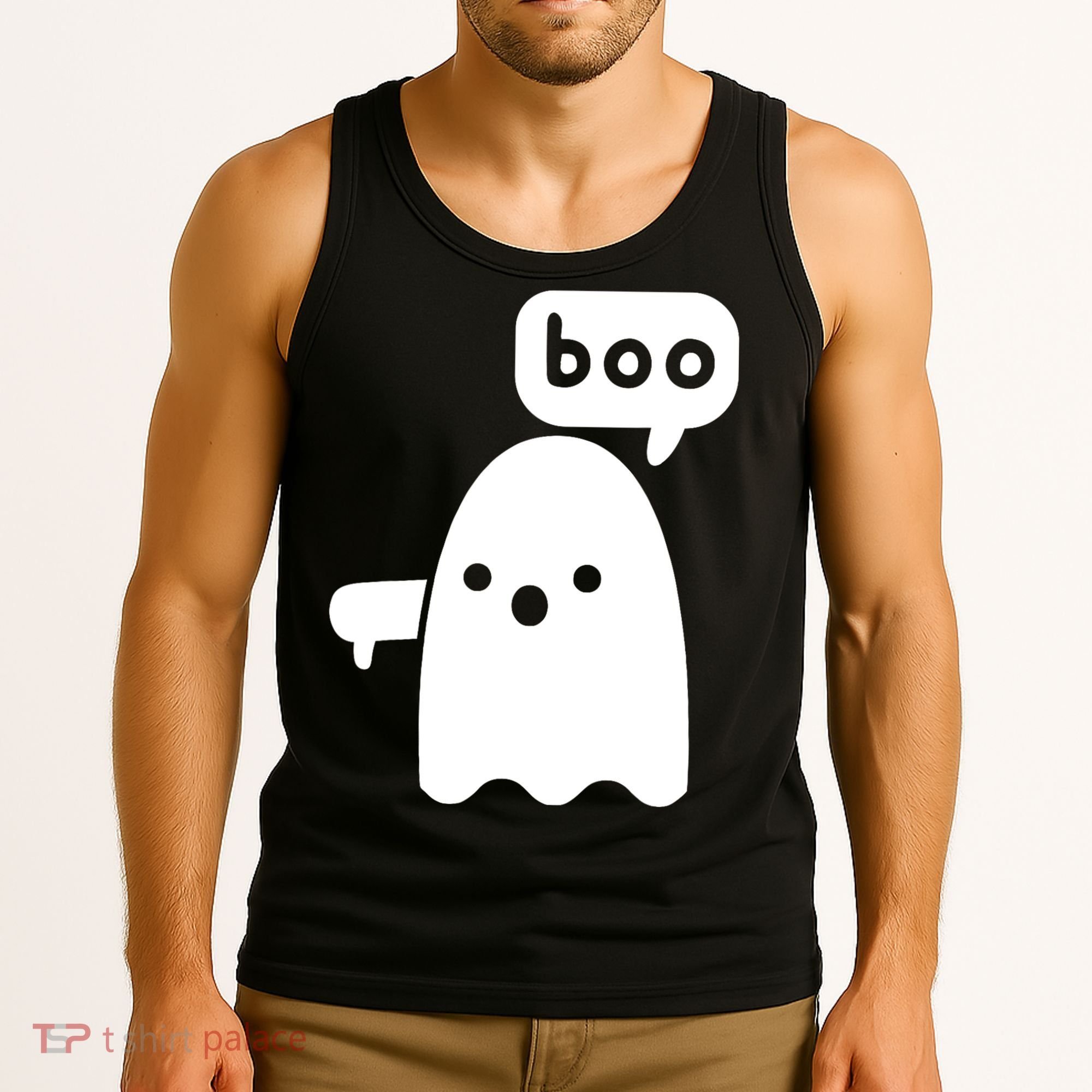 Thumbs Down Ghost Screaming Boo Disapproval Ghost Halloween Tank Top