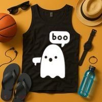 Thumbs Down Ghost Screaming Boo Disapproval Ghost Halloween Tank Top thumb 4