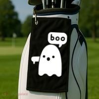 Thumbs Down Ghost Screaming Boo Disapproval Ghost Halloween Golf Towel thumb 2