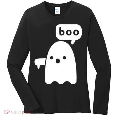 Thumbs Down Ghost Screaming Boo Disapproval Ghost Halloween Women's Long Sleeve Shirt