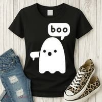 Thumbs Down Ghost Screaming Boo Disapproval Ghost Halloween Women's T-Shirt thumb 3