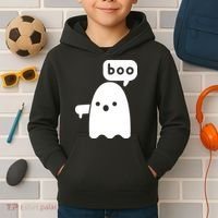 Thumbs Down Ghost Screaming Boo Disapproval Ghost Halloween Kids Hoodie thumb 2