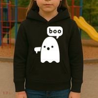 Thumbs Down Ghost Screaming Boo Disapproval Ghost Halloween Kids Hoodie thumb 3