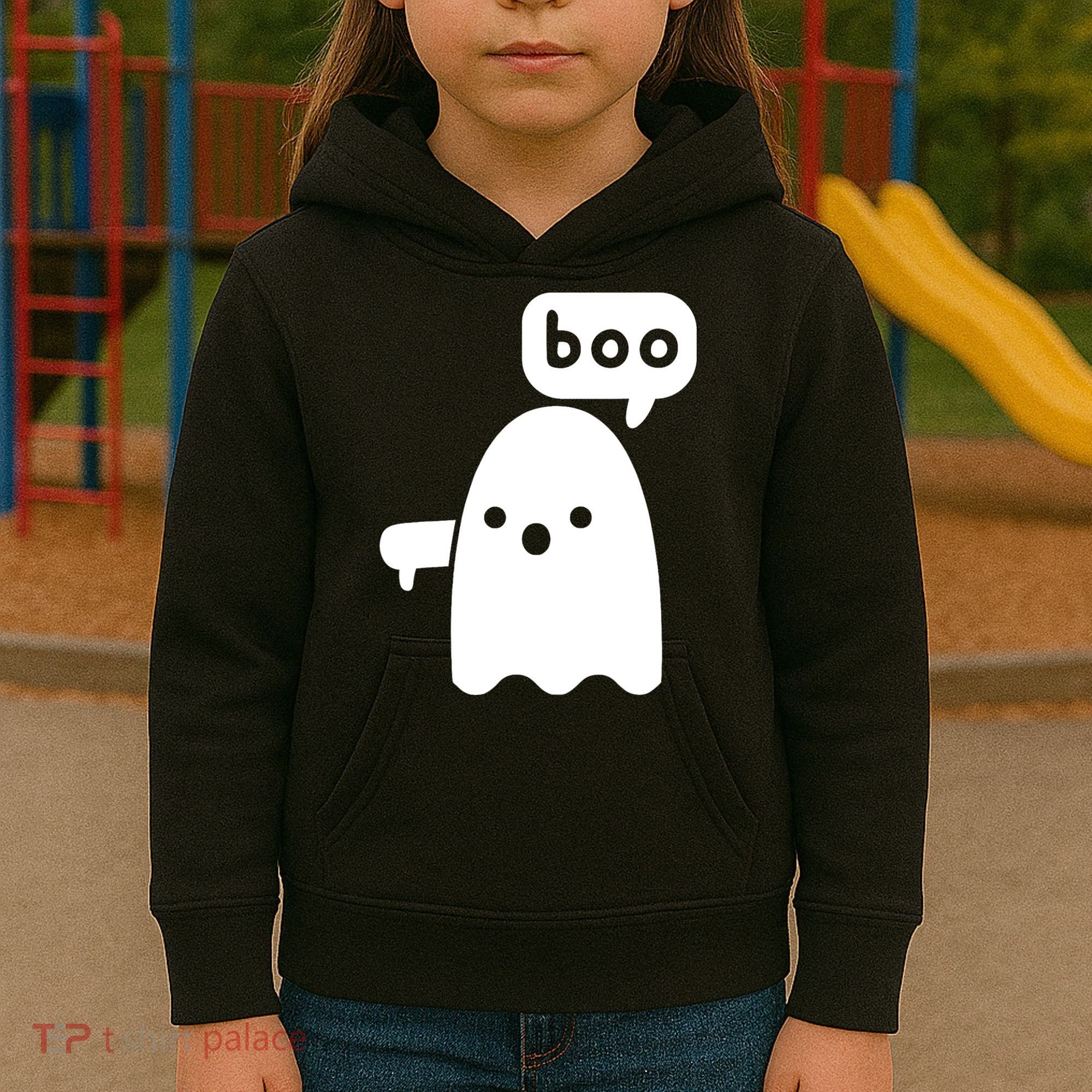 Thumbs Down Ghost Screaming Boo Disapproval Ghost Halloween Kids Hoodie