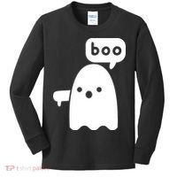Thumbs Down Ghost Screaming Boo Disapproval Ghost Halloween Kids Long Sleeve Shirt thumb 0