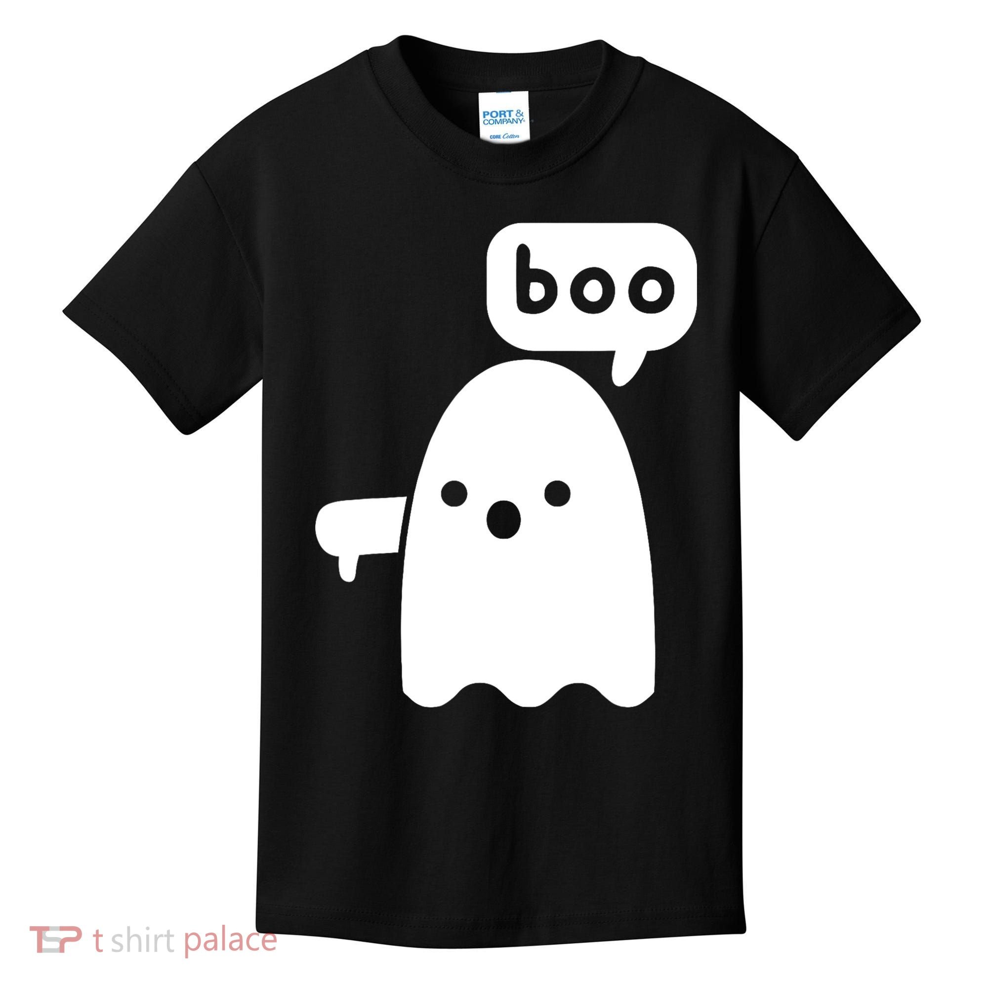 Thumbs Down Ghost Screaming Boo Disapproval Ghost Halloween Kids T-Shirt