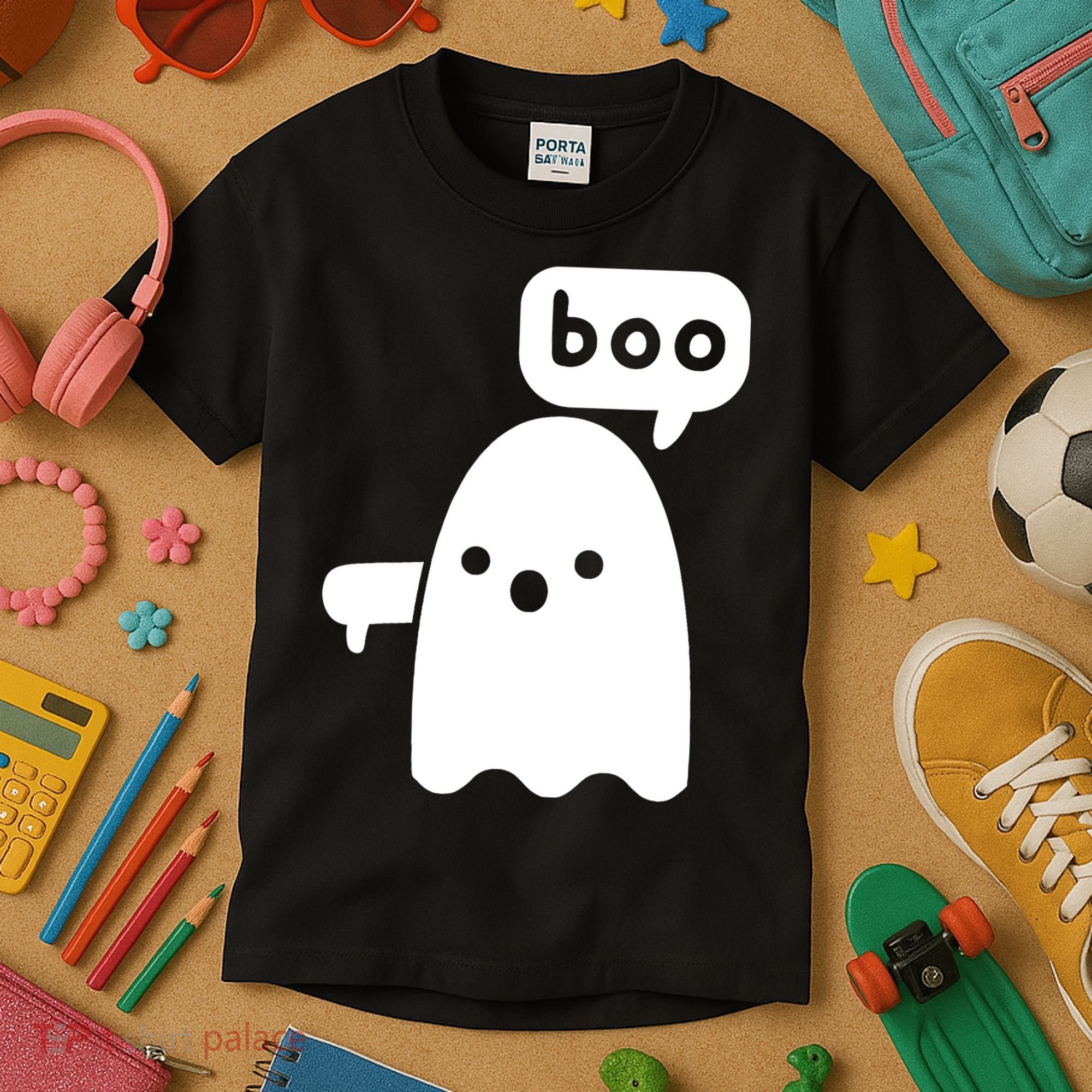 Thumbs Down Ghost Screaming Boo Disapproval Ghost Halloween Kids T-Shirt