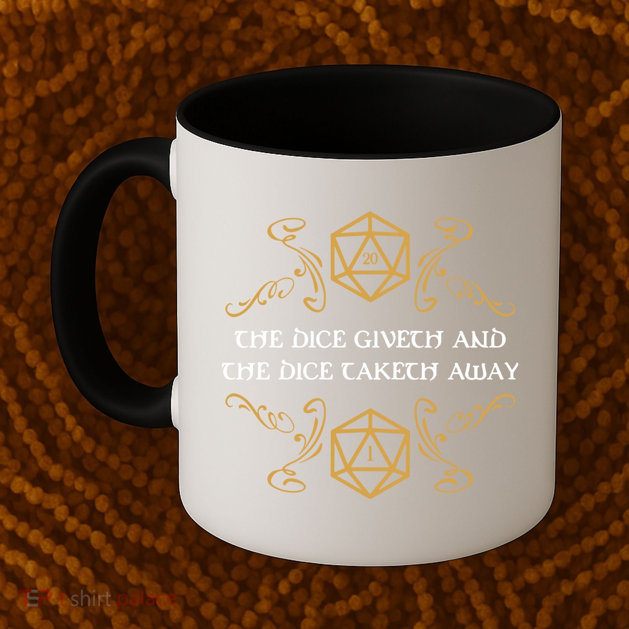 The Dice Giveth And Taketh Dungeons And Dragons Inspired Coffee Mug