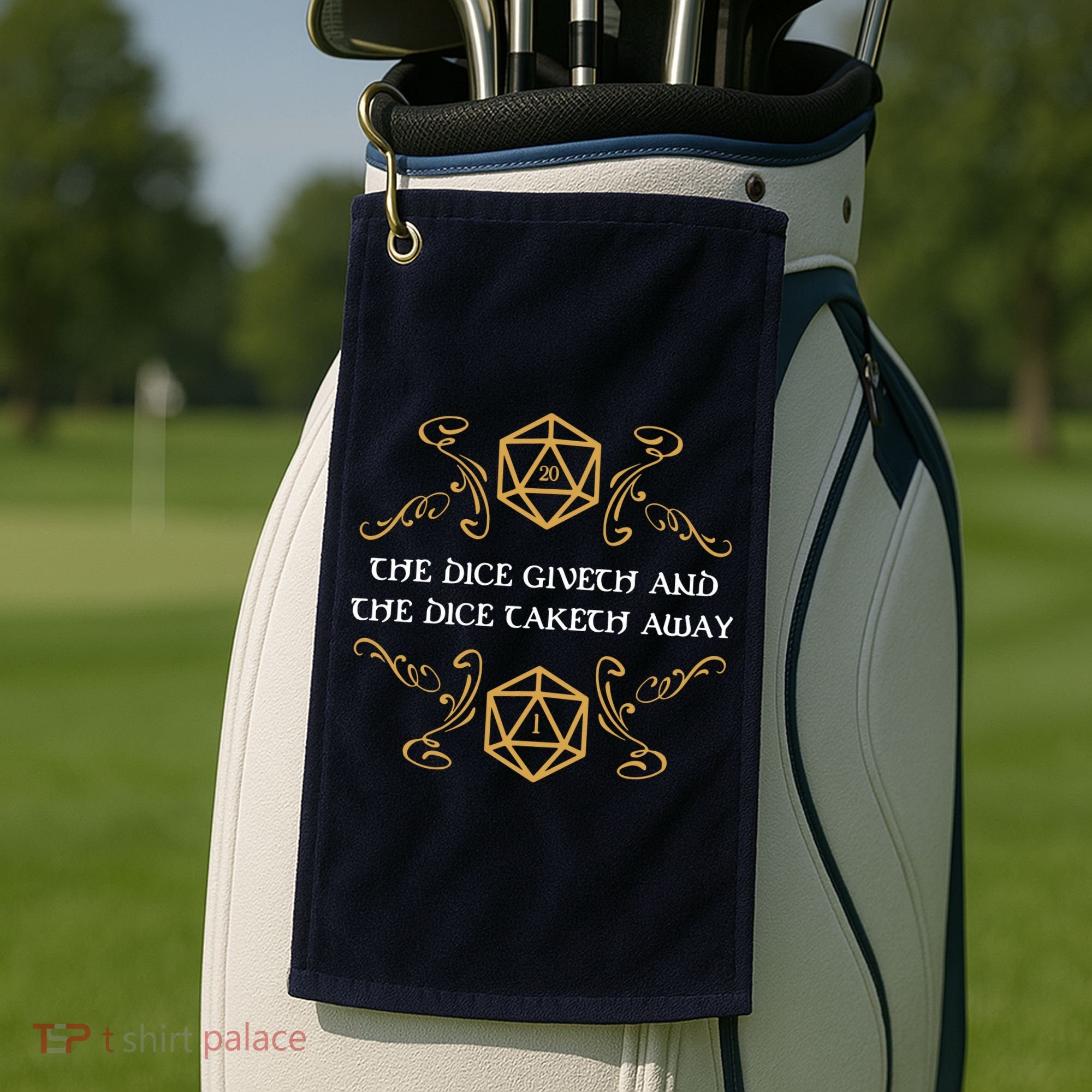 The Dice Giveth And Taketh Dungeons And Dragons Inspired Golf Towel